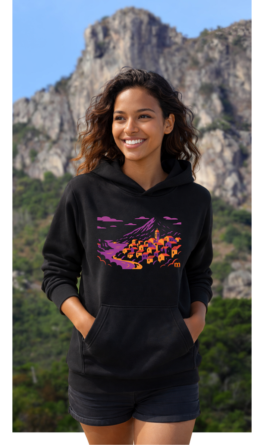 Sweat à capuche margouilla femme "village Corse"