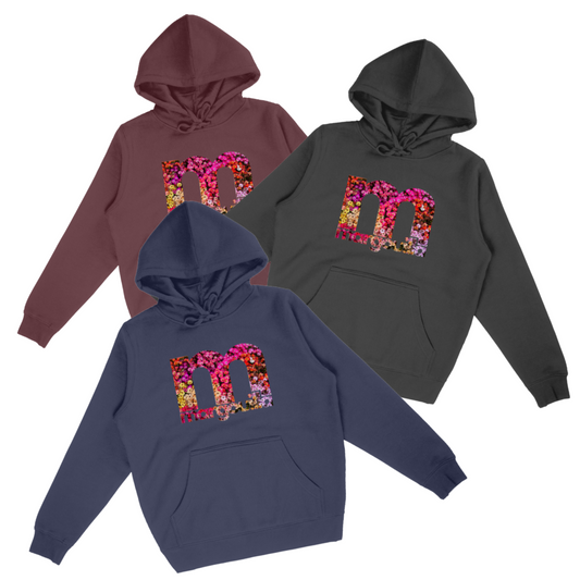 Sweat à capuche margouilla Leger ecologique floral black bordeaux marine