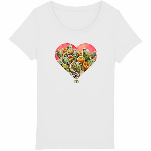 T-shirt Femme Léger 100% Coton Bio coeur figuier de barbarie