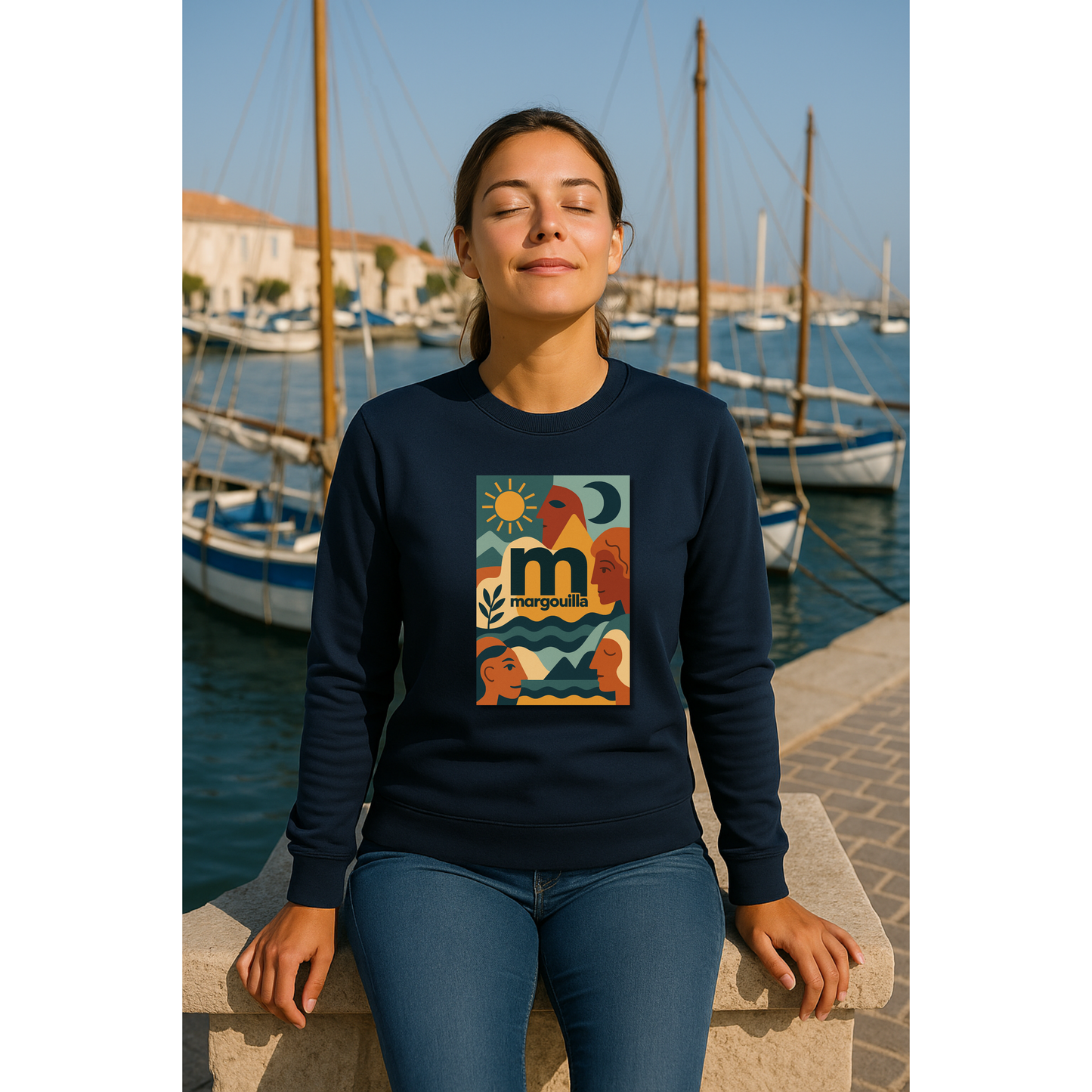 Sweat-shirt Léger femme margouilla "Mediterrà – Visages & Vagues"
