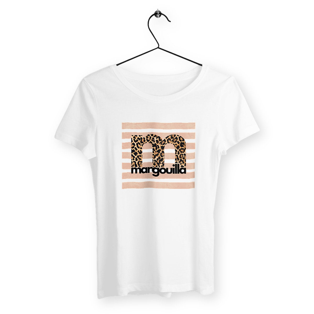 T-shirt femme margouilla léopard sable - face_blanc