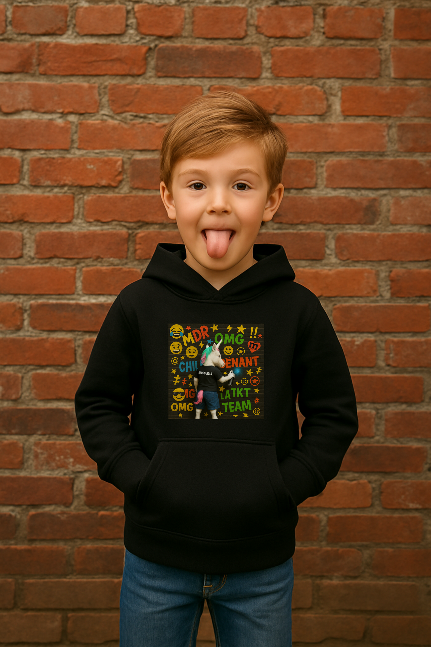 sweat léger enfant à capuche margouilla "licorne" - model