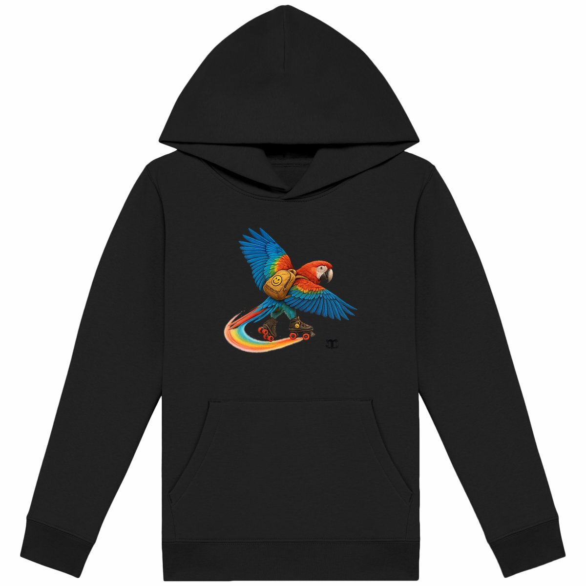 sweat léger enfant à capuche margouilla "perroquet" - face_noir