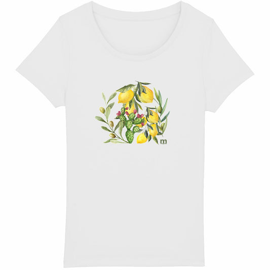 t-shirt_ margouilla femme leger coton bio couronne olivier citron figuier