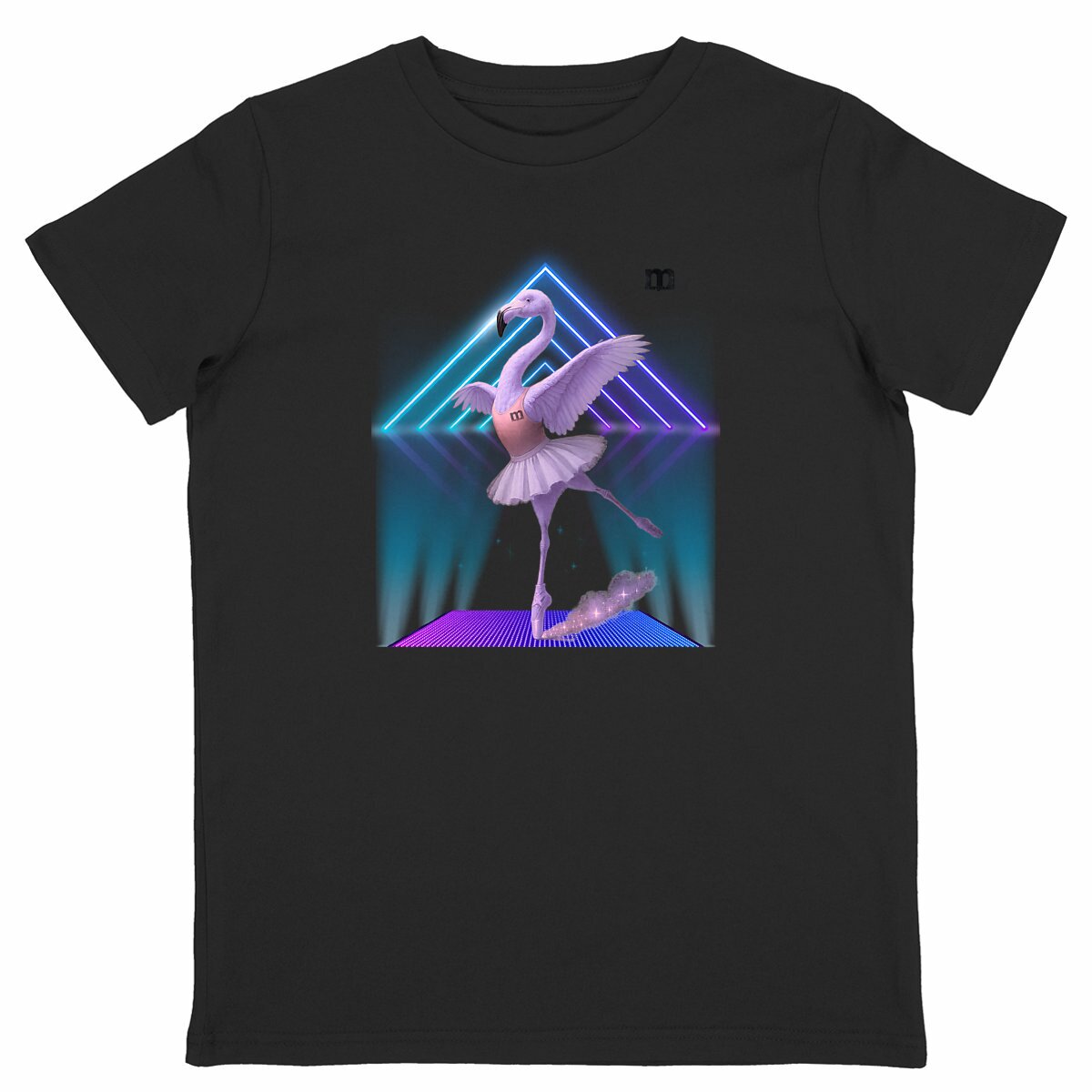 t-shirt margouilla enfant flamant rose danseuse étoile - face_noir