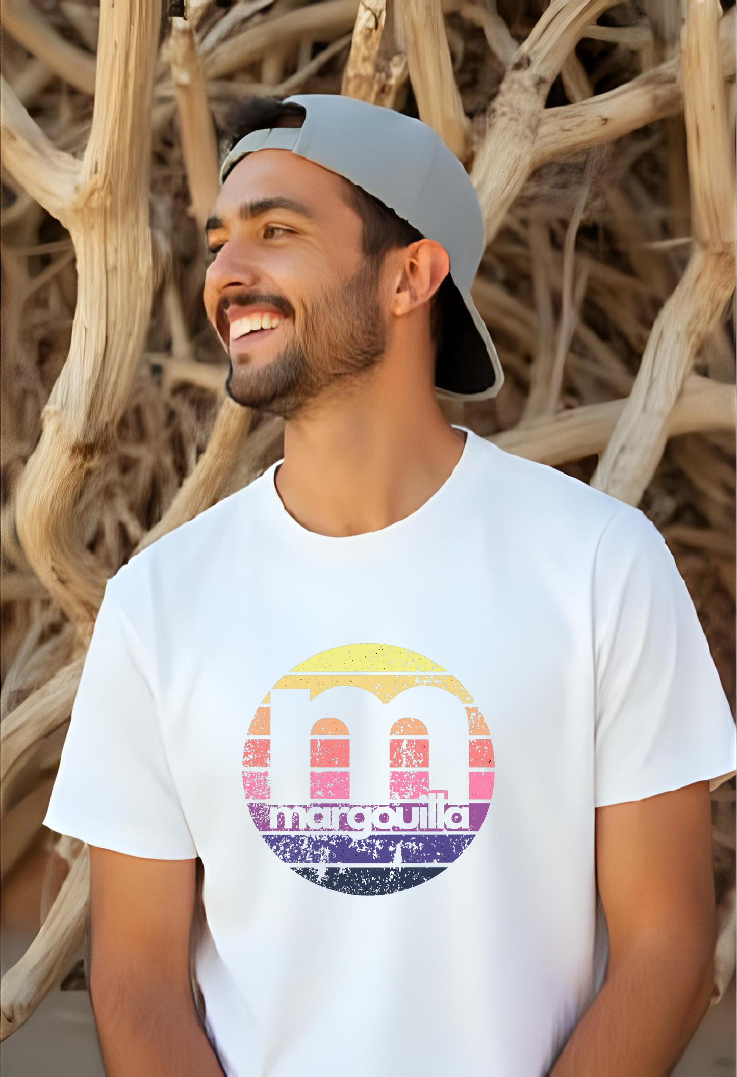 tshirt bio homme margouilla logo retro coucher de soleil model