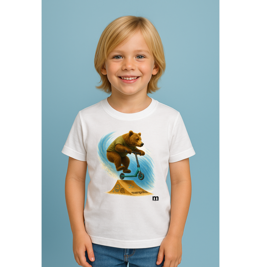t-shirt margouilla enfant Ours intrépide trottinette