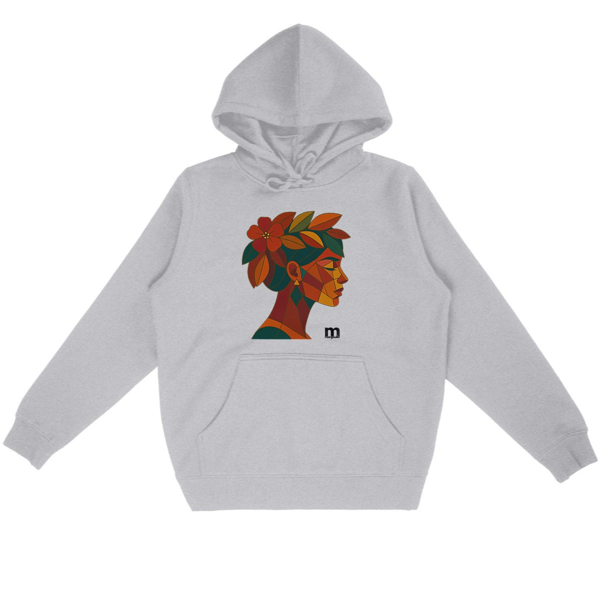 Sweat à capuche Léger margouilla fleur d'hiver - face_gris