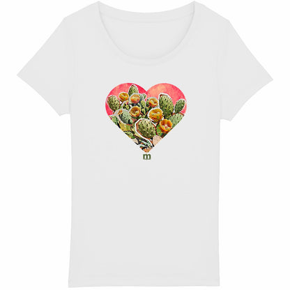 T-shirt Femme Léger 100% Coton Bio coeur figuier de barbarie