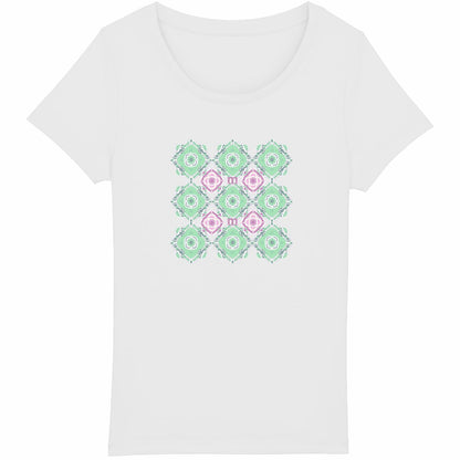 T-shirt Femme Léger 100% Coton Bio Mosaiques Vert