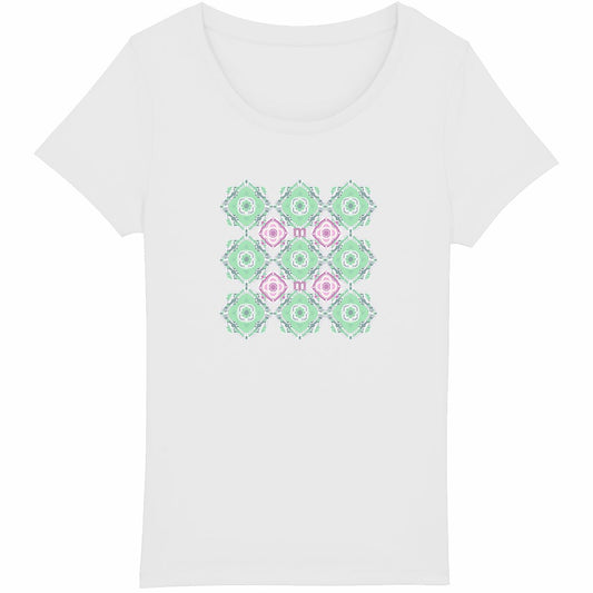 T-shirt Femme Léger 100% Coton Bio Mosaiques Vert