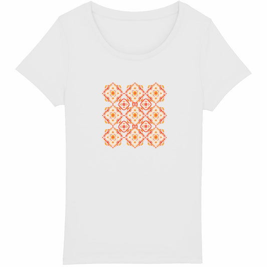 T-shirt Femme Léger 100% Coton Bio Mosaiques orange