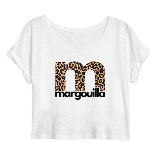 Crop top Femme 100% coton bio Léopard Blanc