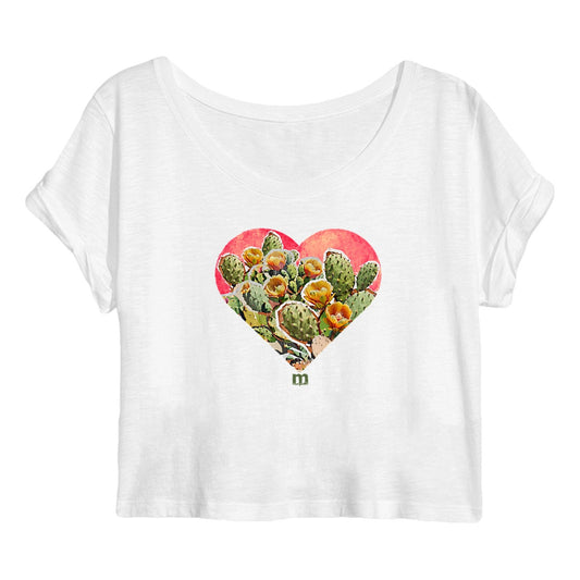 Crop top Femme 100% coton bio coeur figuier de barbarie