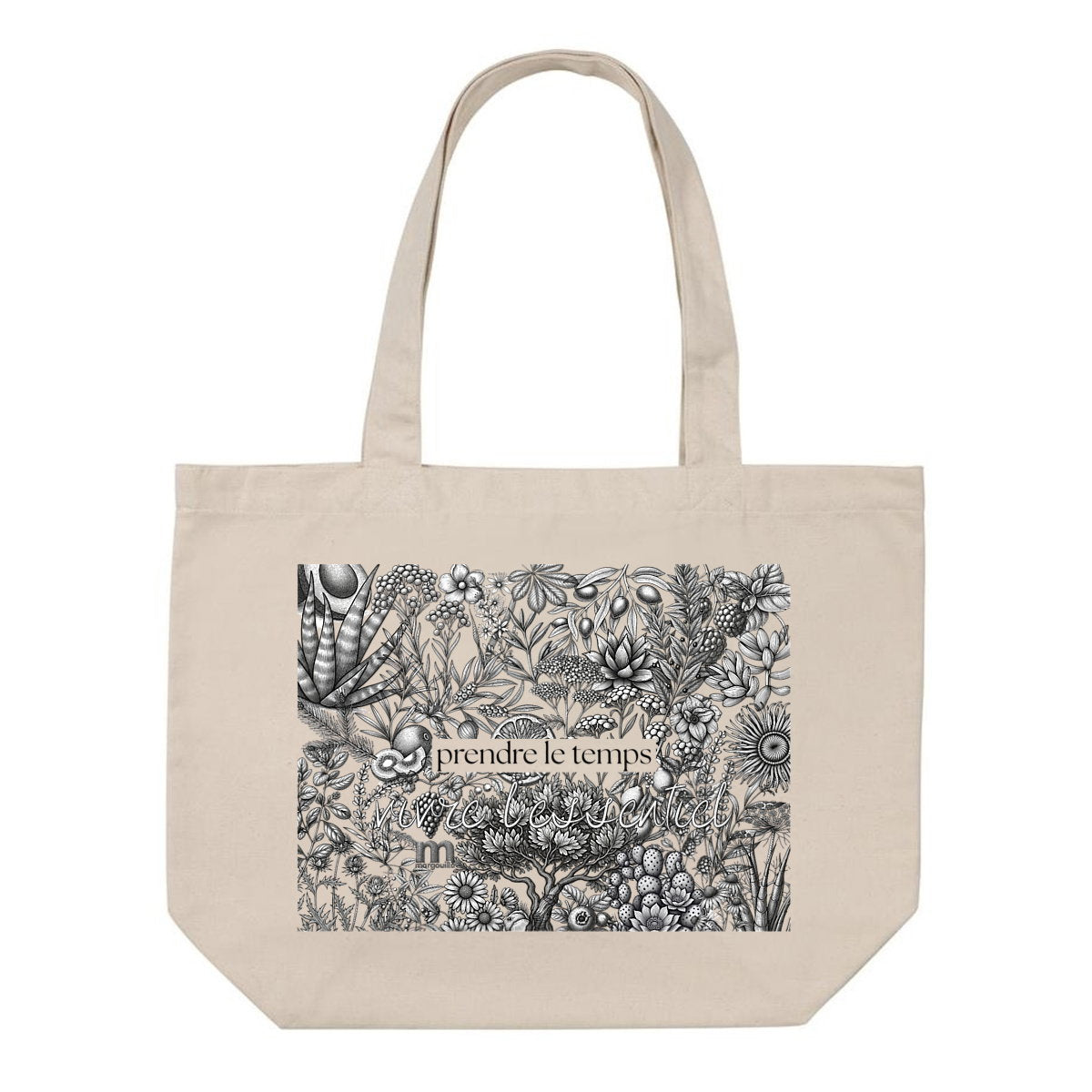 Shopping bag 100% recyclé "prendre le temps" - face_0