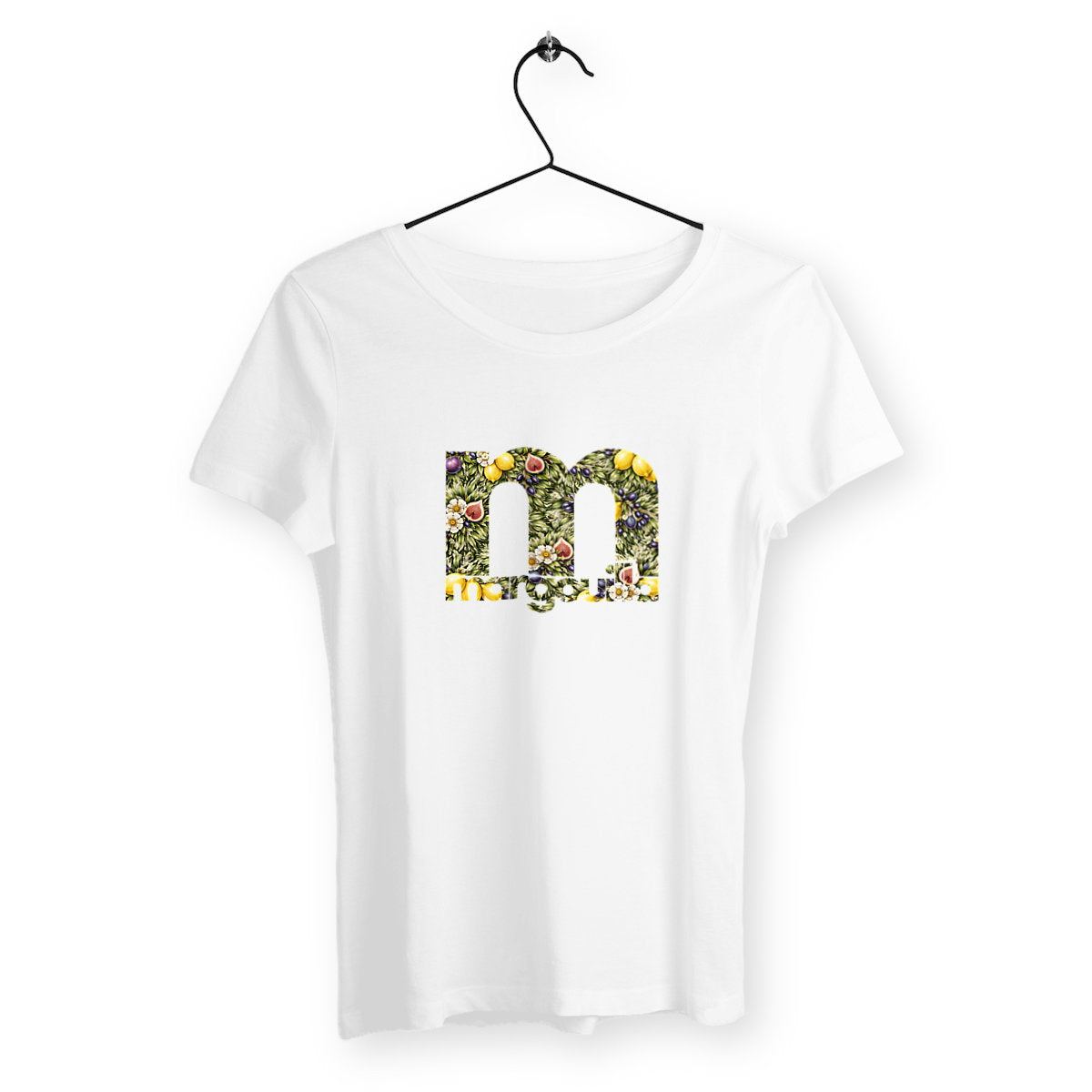 T-shirt Femme Léger 100% Coton Bio Jardin Méditerranéen - face_blanc