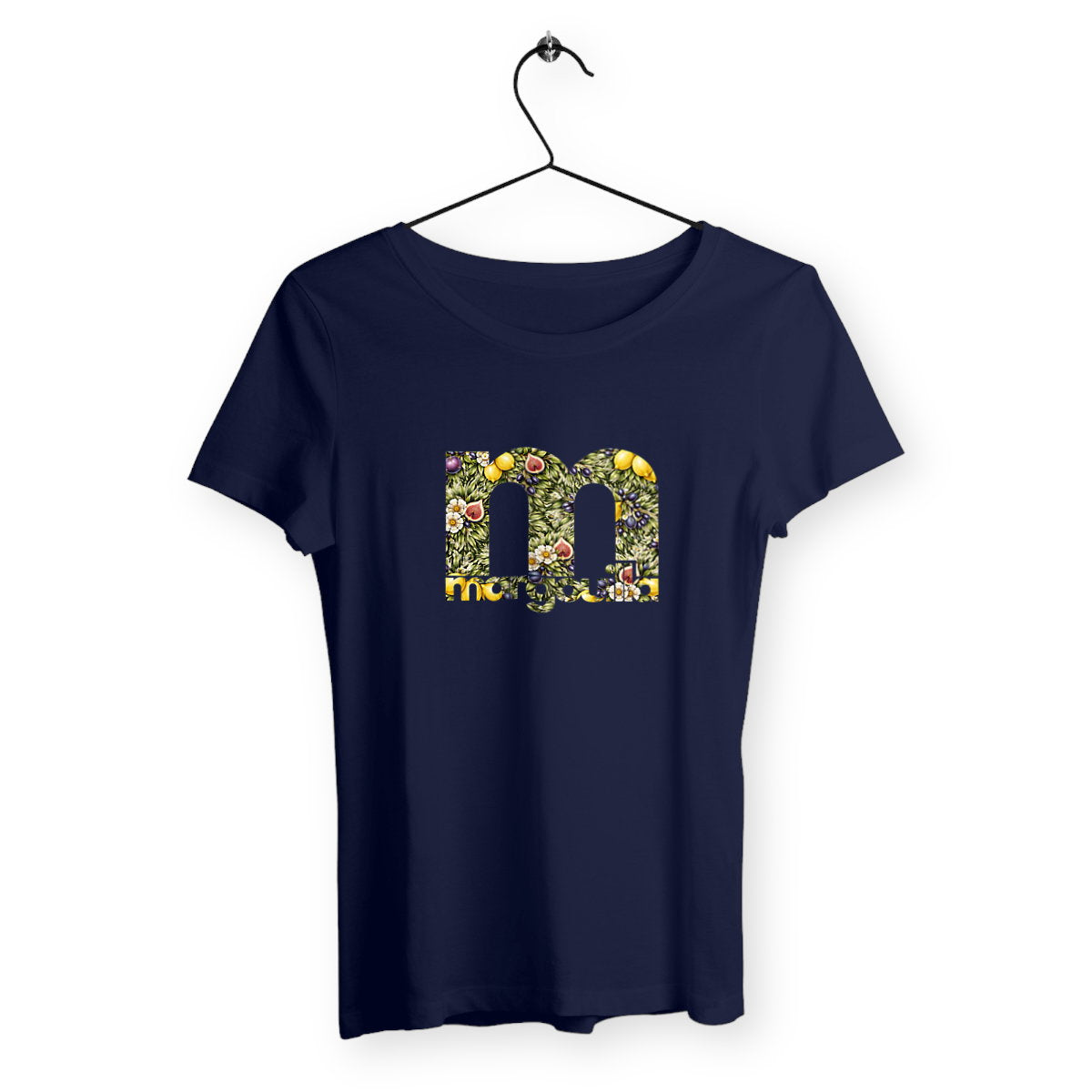 T-shirt Femme Léger 100% Coton Bio Jardin Méditerranéen - face_marine
