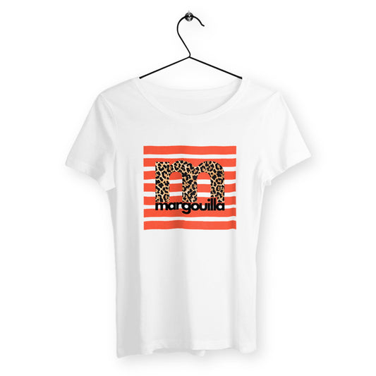 T-shirt  femme margouilla léopard orange - face_blanc