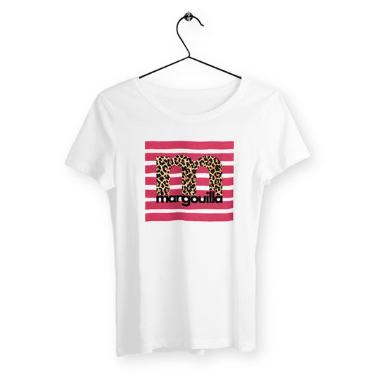 T-shirt  femme margouilla léopard rouge - face_blanc