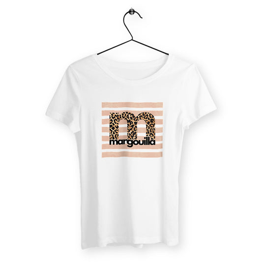 T-shirt  femme margouilla léopard sable - face_blanc