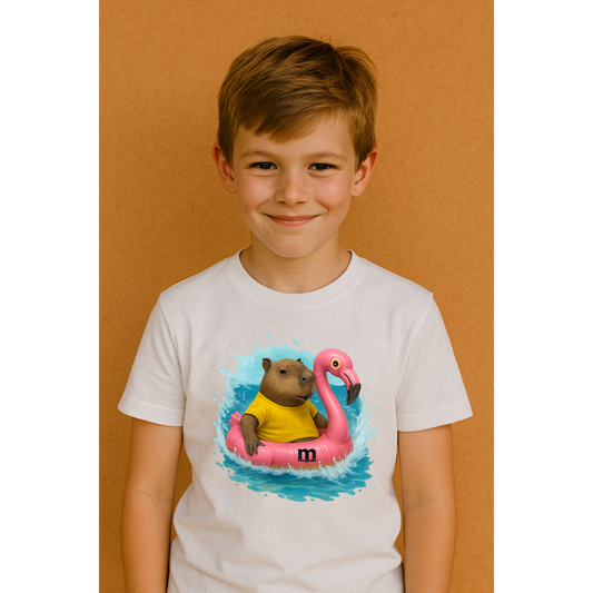 t-shirt margouilla enfant capybara en bouée
