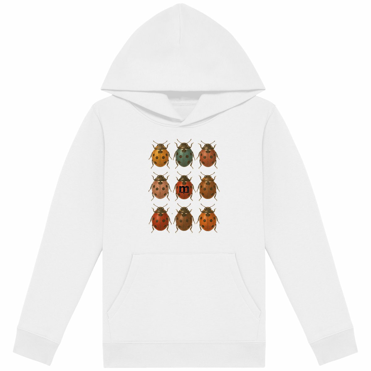 sweat léger enfant à capuche margouilla "coccinelles" - face_blanc