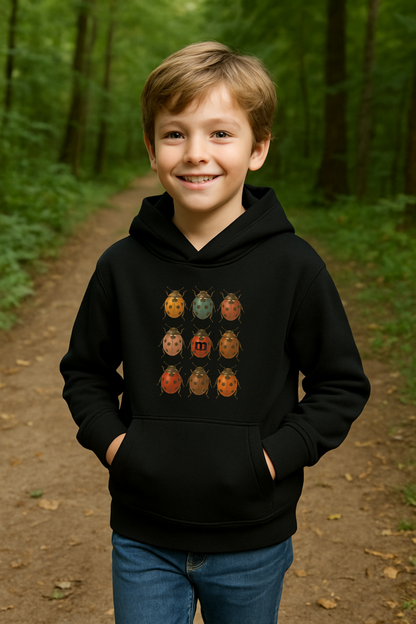 sweat léger enfant à capuche margouilla "coccinelles" - face_noir