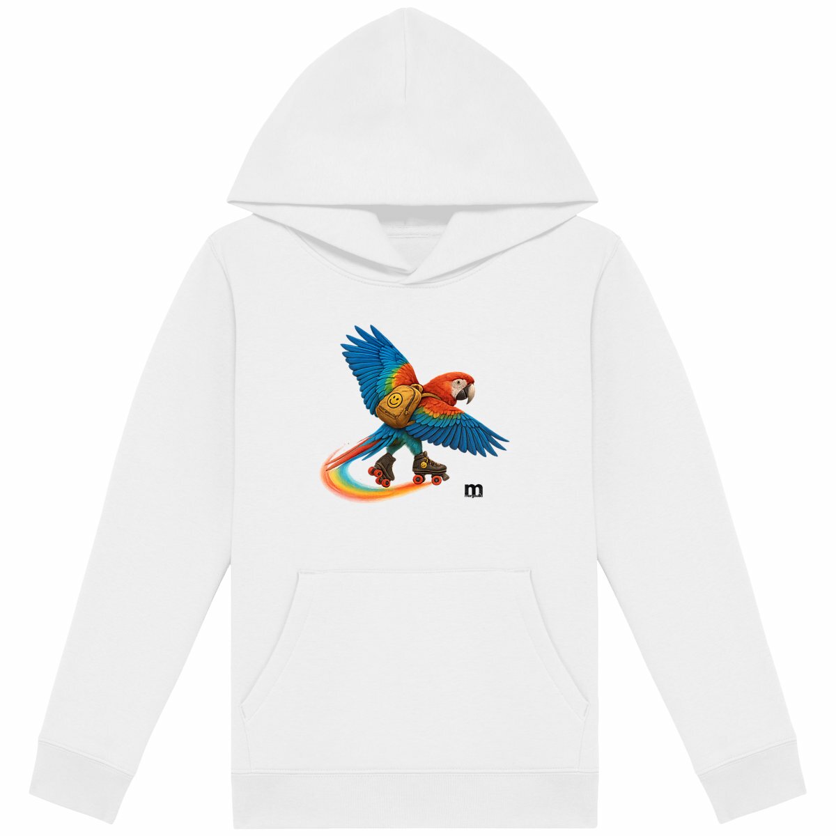 sweat léger enfant à capuche margouilla "perroquet" - face_blanc
