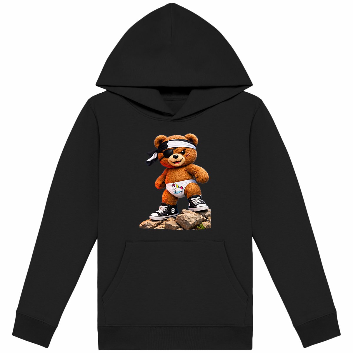sweat léger enfant à capuche margouilla pirate du soleil - face_noir