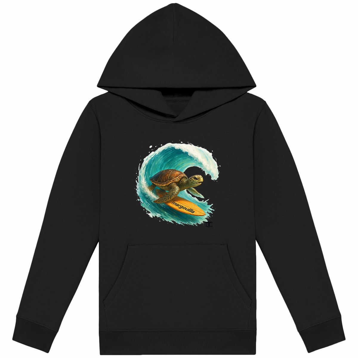sweat léger enfant à capuche margouilla "tortue" - face_noir