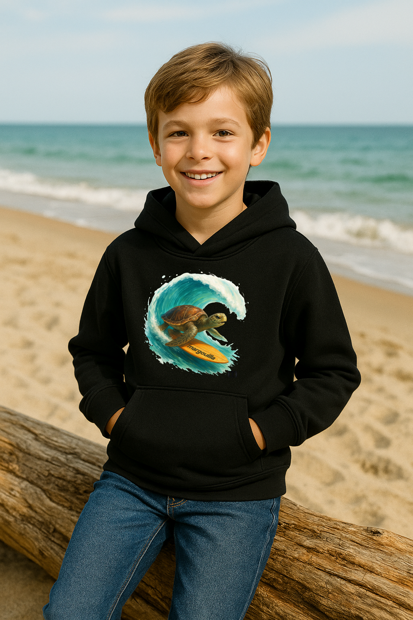 sweat léger enfant à capuche margouilla "tortue" - model