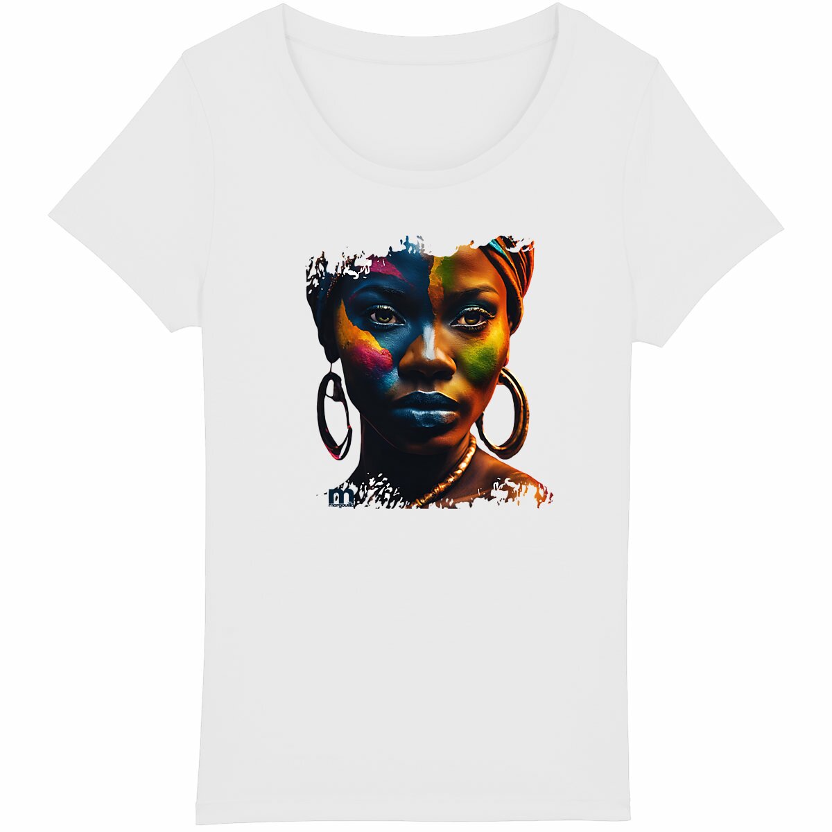 T-shirt Femme Léger 100% Coton Bio portrait multicolore