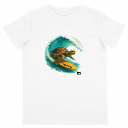 t-shirt margouilla enfant Tortue Surf - face_blanc