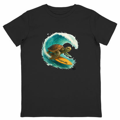 t-shirt margouilla enfant Tortue Surf - face_noir
