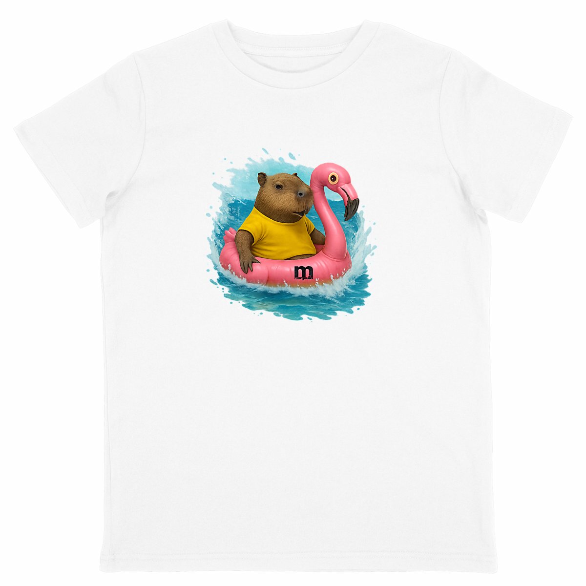 t-shirt margouilla enfant capybara en bouée  - face_blanc