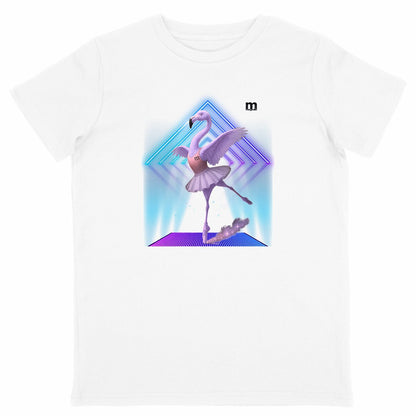 t-shirt margouilla enfant flamant rose danseuse étoile  - face_blanc
