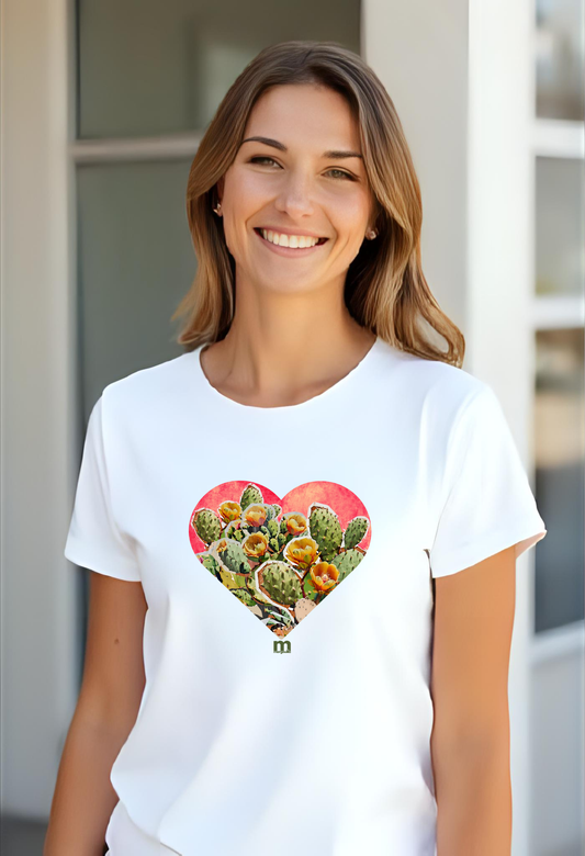 t-shirt femme leger coton bio coeur figuier de barbarie 