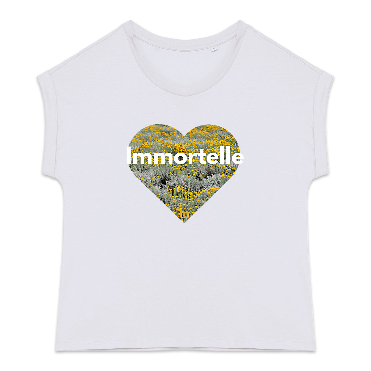 T-shirt femme bio manches à revers  coeur immortelle