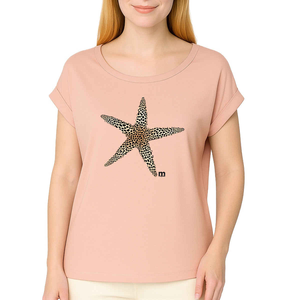 tshirt margouilla manches courtes a revers étoile léopard