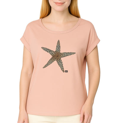 tshirt margouilla manches courtes a revers étoile léopard